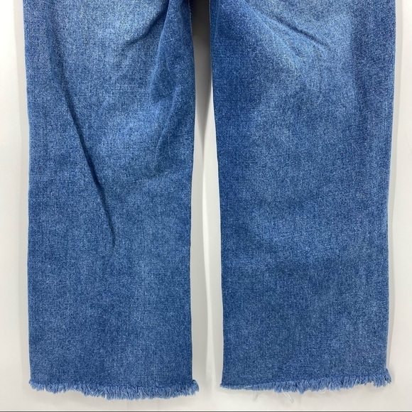 JBD Just Black Jeans Two Tone Wide Leg Cut Off Hem Raw Waist Crop Leg Size 27 - Picture 6 of 10